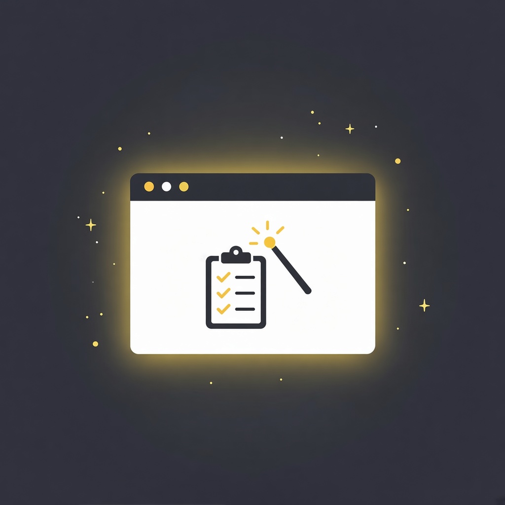 Illustration: Browserfenster mit Checkliste – Webseite erstellen lassen