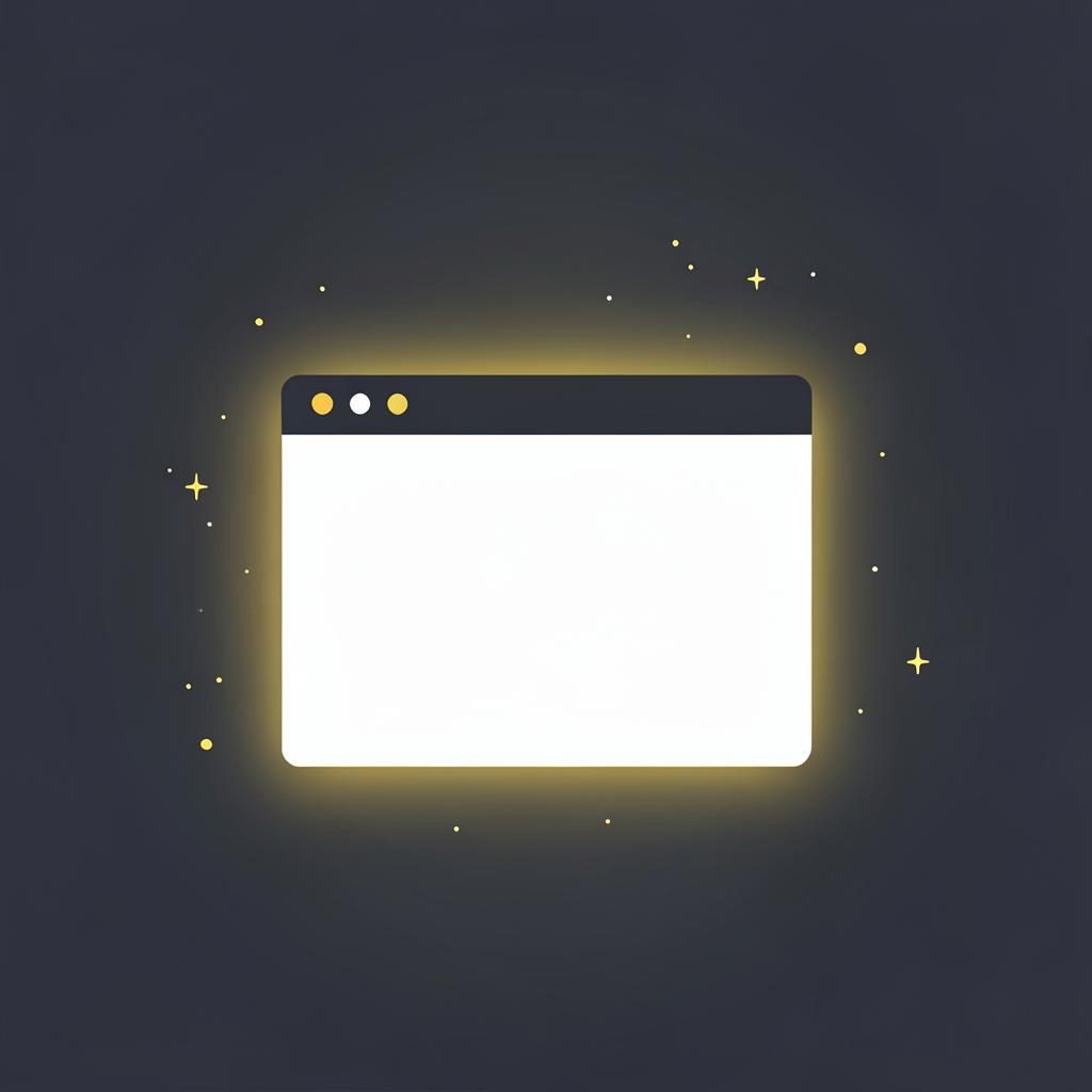 Illustration einer leuchtenden Webseite auf dunklem Hintergrund